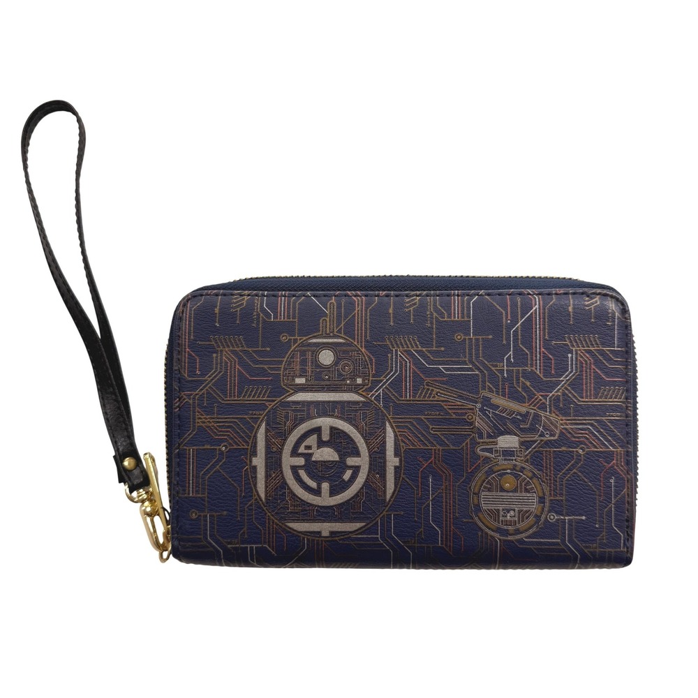 Star Wars Galaxys Edge Droid Depot Light Up Wristlet Wallet Navy‎ Blue BB8 R2D2